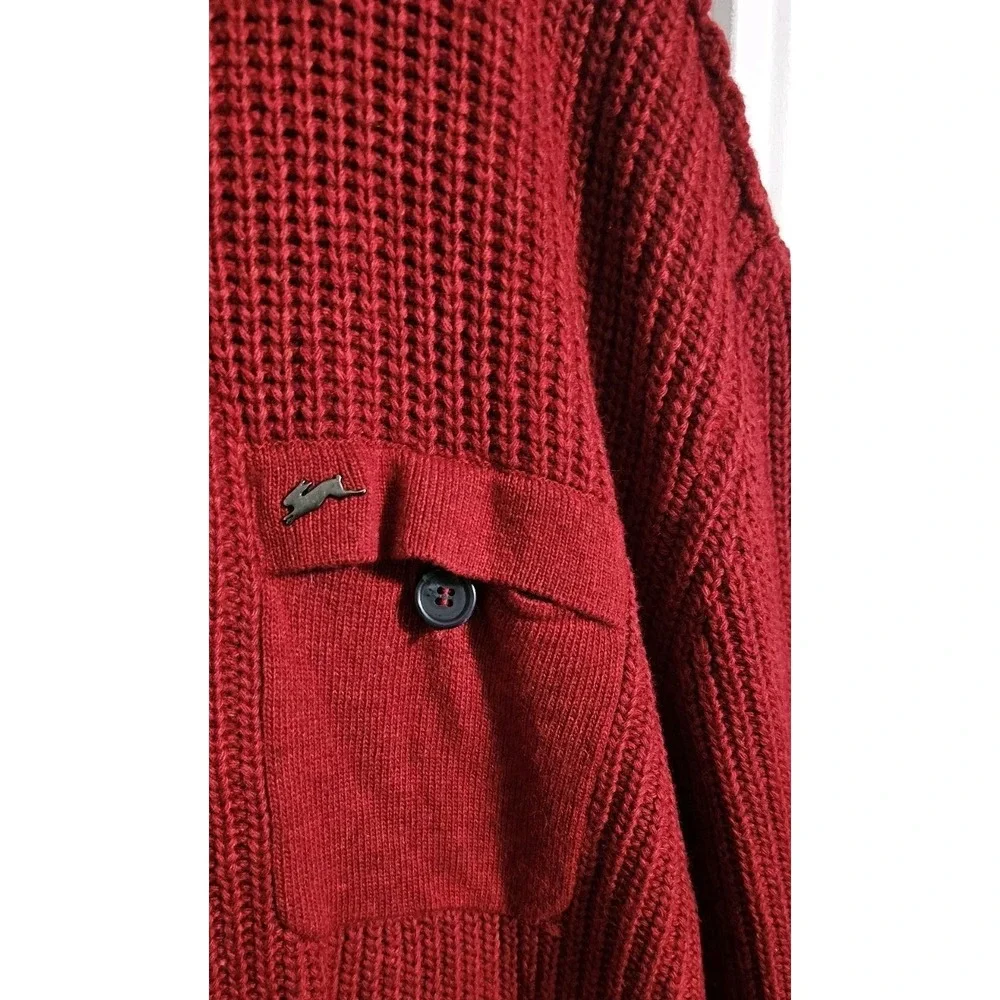 A.‎ Tiziano Lambswool Blend Chunky Long Sleeve Knit Sweater Men's 3XL Red Preppy